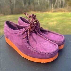 Clarks wallabee women’s oxford Purple Suede combi Orange Soles size 6